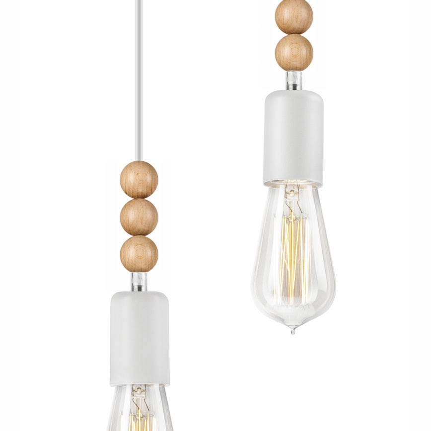 Luster na lanku SIMON 2xE27/60W/230V biela/buk