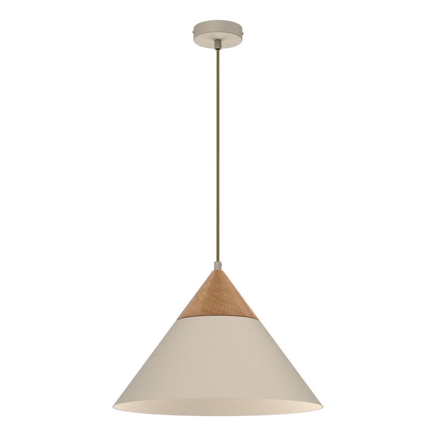 Luster na lanku SINGLE 1xE27/15W/230V béžová/buk