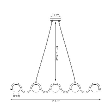 Luster na lanku SINUS 5xG9/8W/230V biely