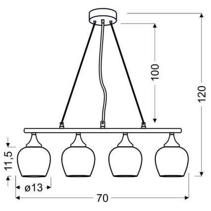Luster na lanku SIRIUS 4xE27/60W/230V