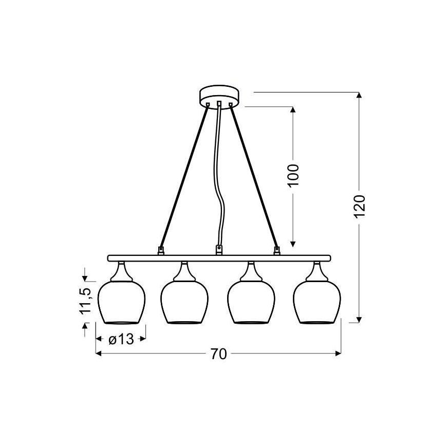 Luster na lanku SIRIUS 4xE27/60W/230V