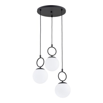 Luster na lanku SITRO 3xE14/10W/230V čierna/biela