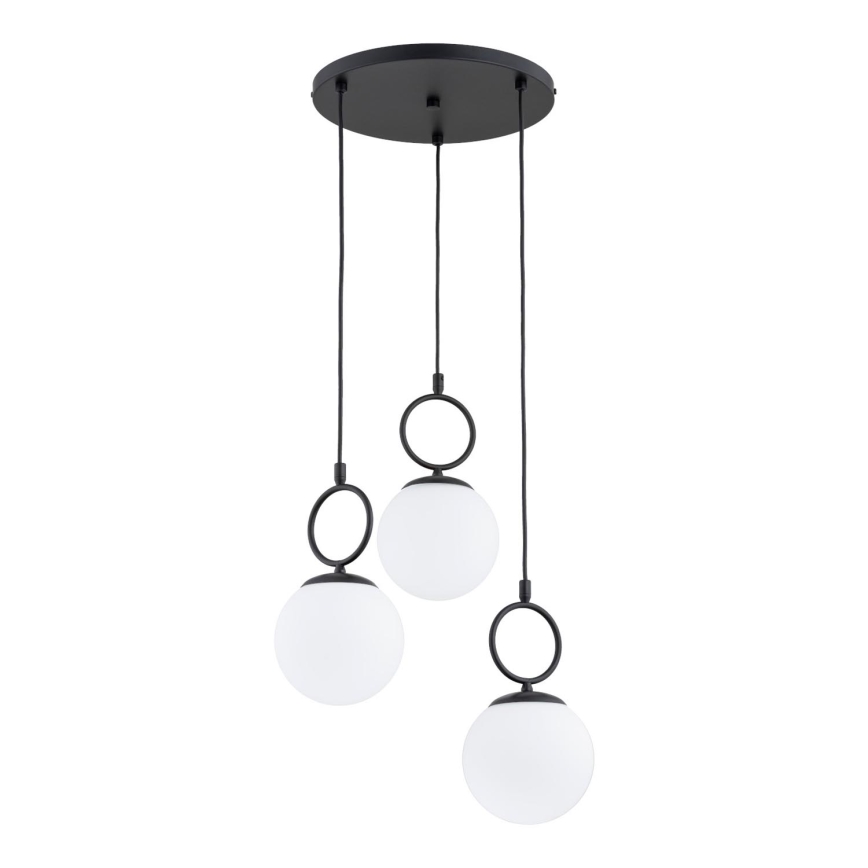 Luster na lanku SITRO 3xE14/10W/230V čierna/biela