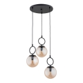 Luster na lanku SITRO 3xE14/10W/230V čierna/dymová béžová