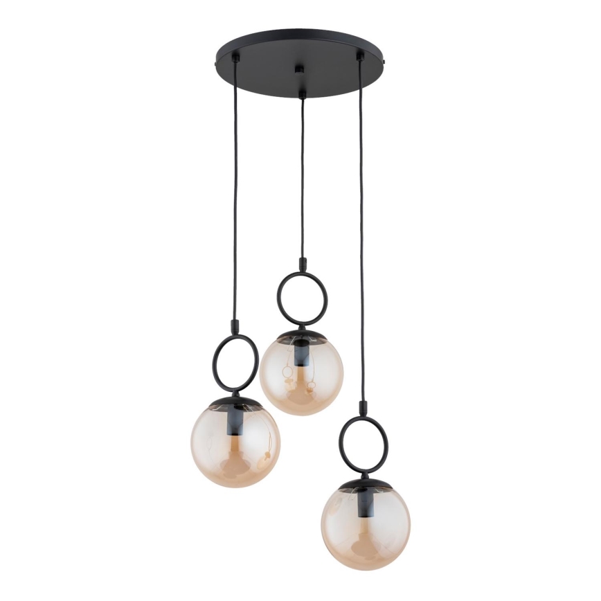 Luster na lanku SITRO 3xE14/10W/230V čierna/dymová béžová