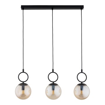 Luster na lanku SITRO 3xE14/10W/230V čierna/dymová béžová