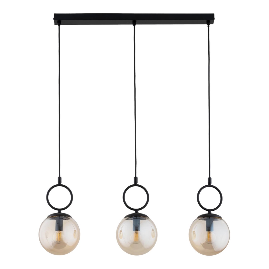 Luster na lanku SITRO 3xE14/10W/230V čierna/dymová béžová