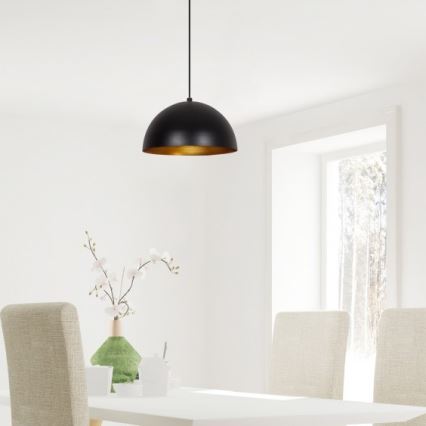 Luster na lanku SIVANI 1xE27/40W/230V pr. 30 cm čierna/medená