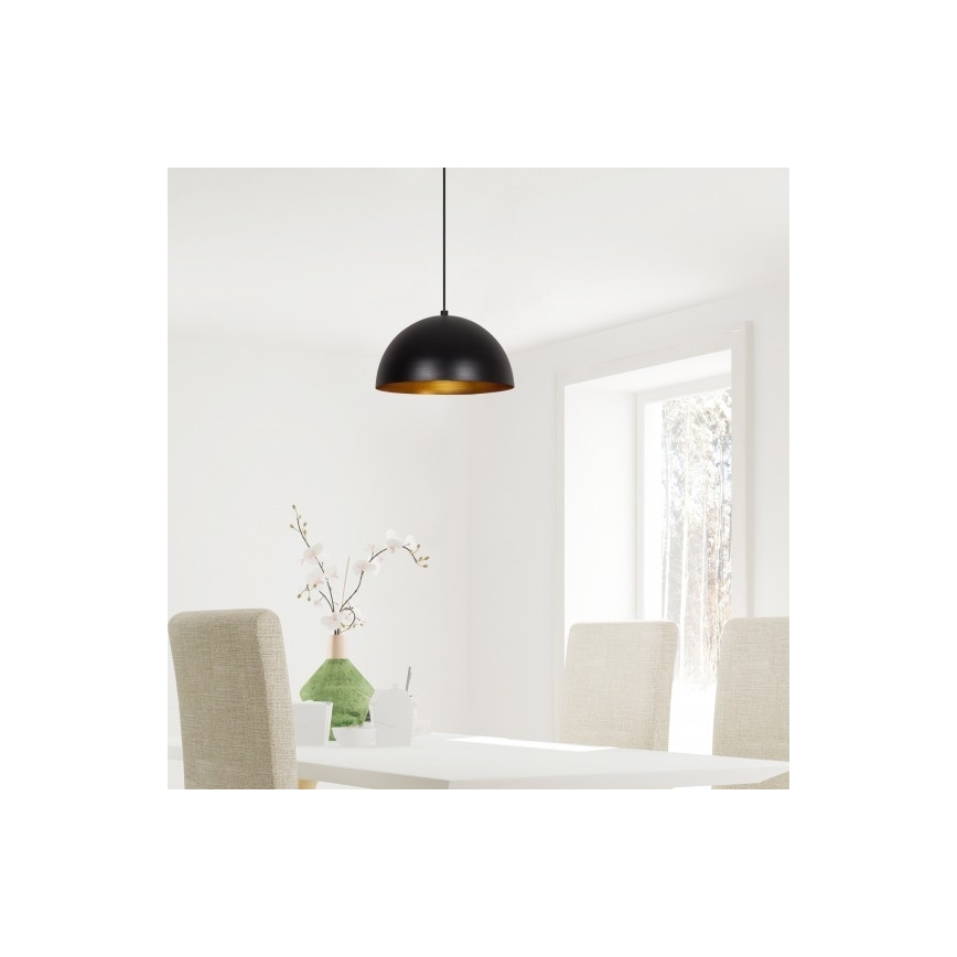 Luster na lanku SIVANI 1xE27/40W/230V pr. 30 cm čierna/medená