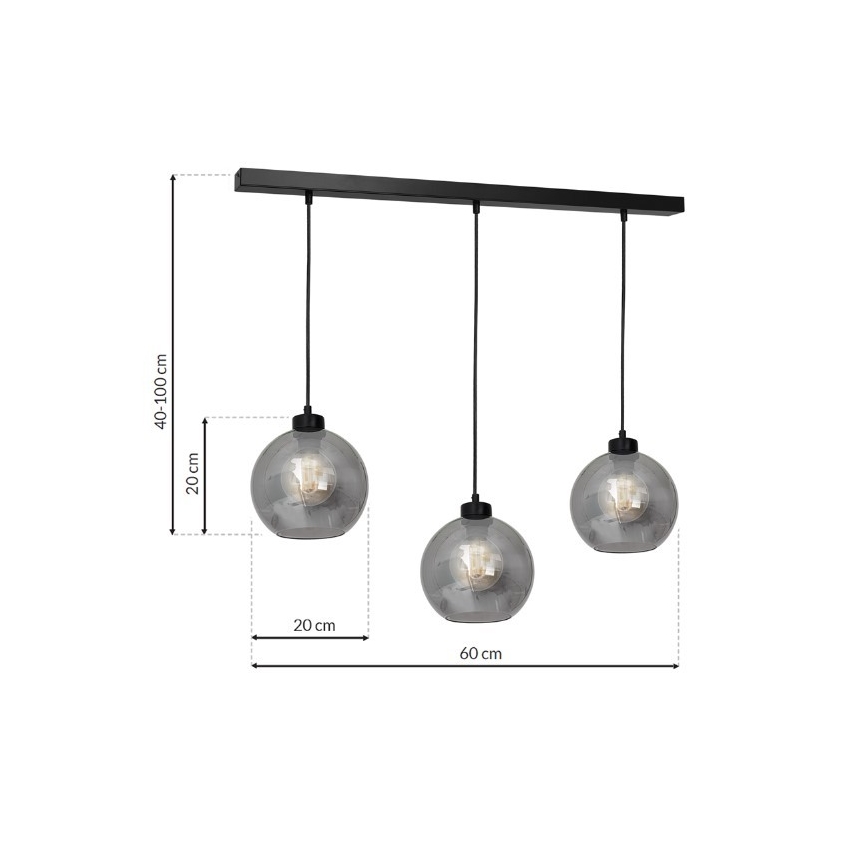 Luster na lanku SOFIA 3xE27/60W/230V čierna