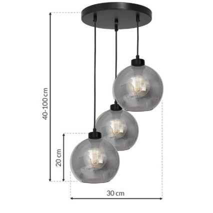 Luster na lanku SOFIA 3xE27/60W/230V čierna