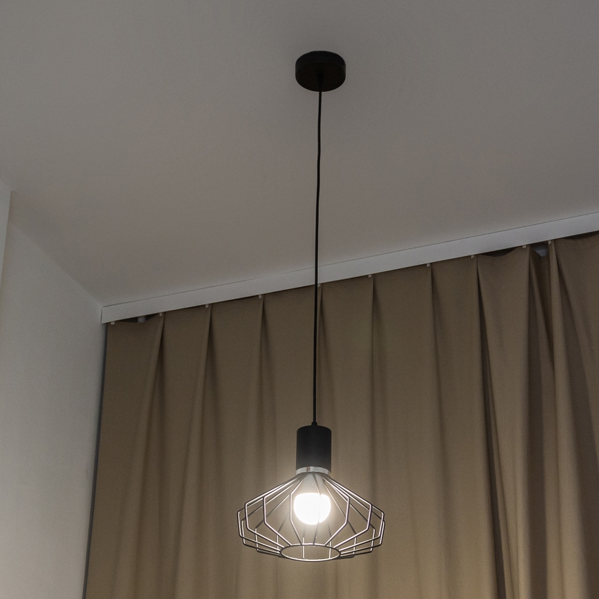 Luster na lanku SOLANO 1xE27/15W/230V čierna/lesklý chróm