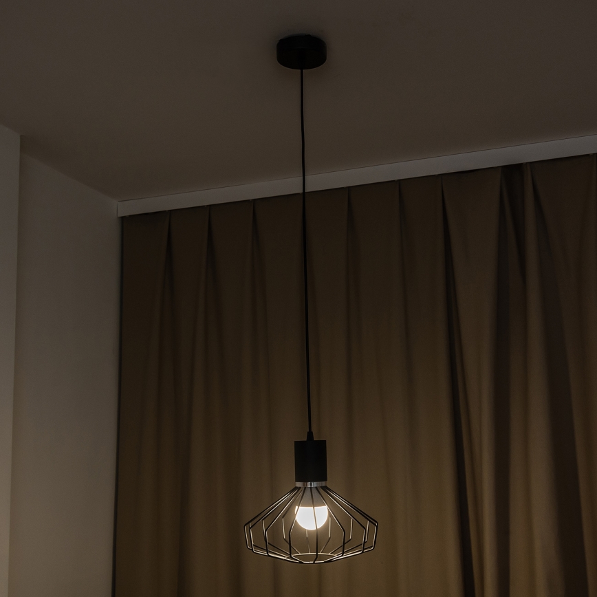 Luster na lanku SOLANO 1xE27/15W/230V čierna/lesklý chróm