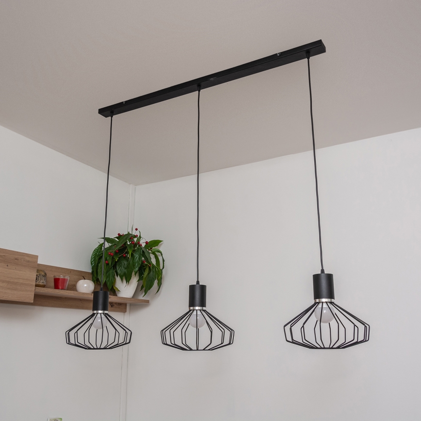 Luster na lanku SOLANO 3xE27/15W/230V čierna/lesklý chróm