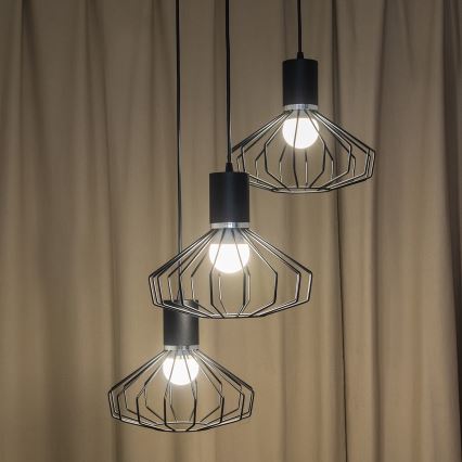 Luster na lanku SOLANO 3xE27/15W/230V čierna/lesklý chróm