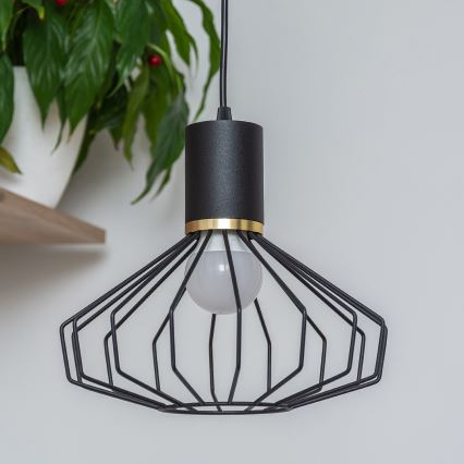Luster na lanku SOLANO 3xE27/15W/230V čierna/zlatá