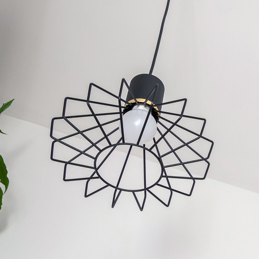 Luster na lanku SOLANO 3xE27/15W/230V čierna/zlatá