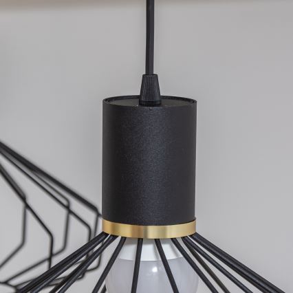 Luster na lanku SOLANO 3xE27/15W/230V čierna/zlatá