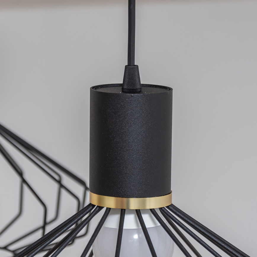 Luster na lanku SOLANO 3xE27/15W/230V čierna/zlatá