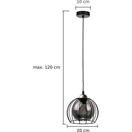 Luster na lanku SOLO BLACK 1xE27/60W230V čierna/zlatá