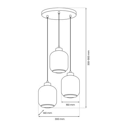 Luster na lanku SOMBRA 3xE27/60W/230V šedá