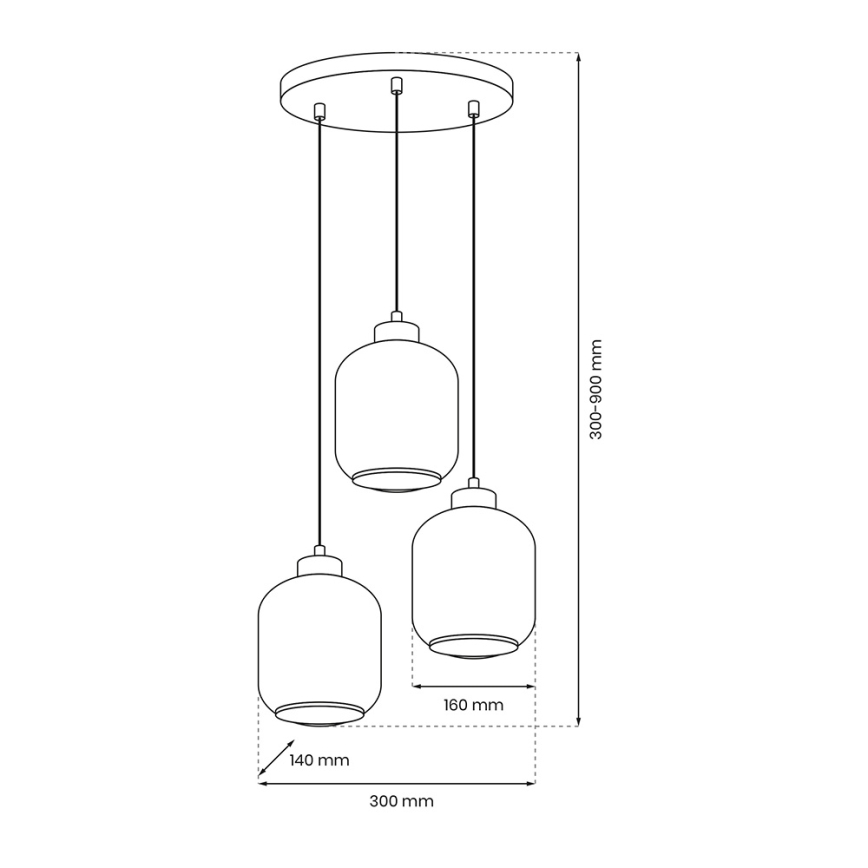 Luster na lanku SOMBRA 3xE27/60W/230V šedá