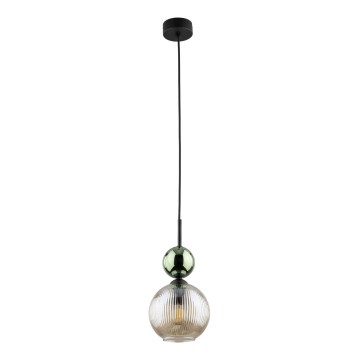 Luster na lanku SOPHIA 1xE14/10W/230V čierna/zelená/dymová béžová