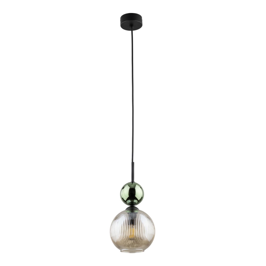 Luster na lanku SOPHIA 1xE14/10W/230V čierna/zelená/dymová béžová