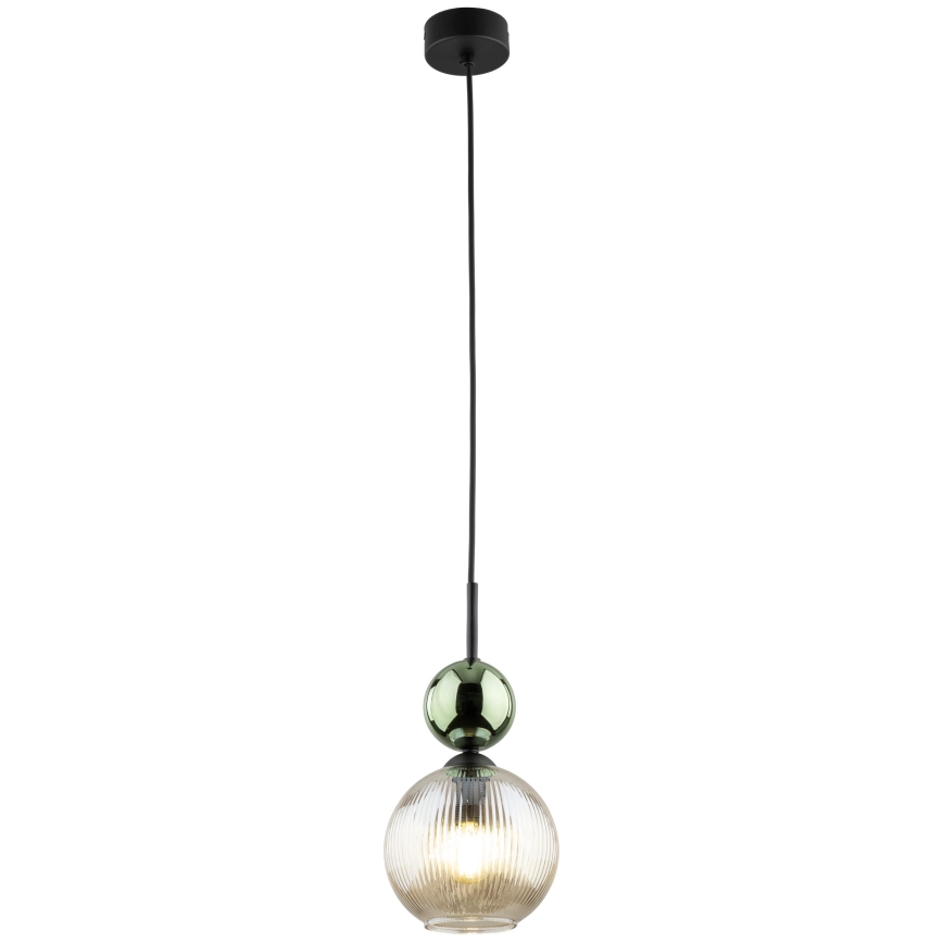 Luster na lanku SOPHIA 1xE14/10W/230V čierna/zelená/dymová béžová