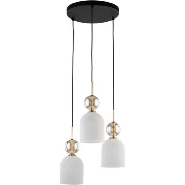 Luster na lanku SOPHIA 3xE14/10W/230V čierna/dymová béžová/biela