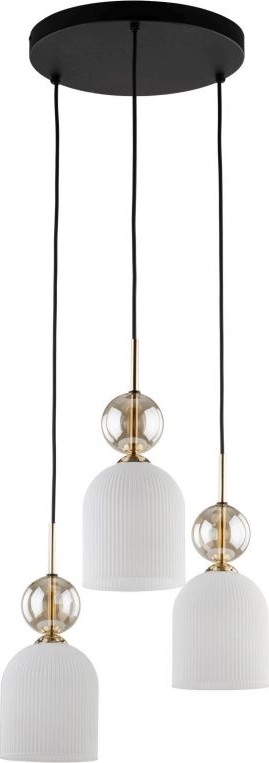 Luster na lanku SOPHIA 3xE14/10W/230V čierna/dymová béžová/biela
