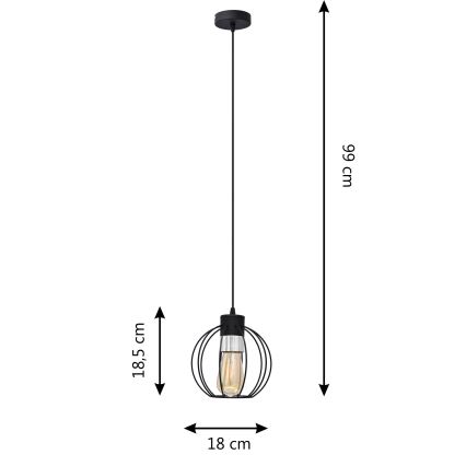 Luster na lanku STARLIGHT 1xE27/15W/230V čierna/strieborná