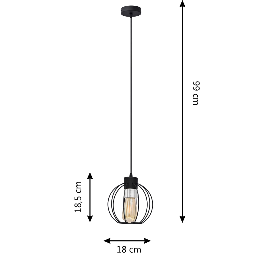 Luster na lanku STARLIGHT 1xE27/15W/230V čierna/strieborná