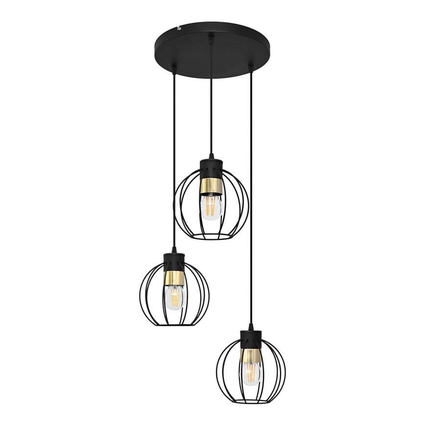 Luster na lanku STARLIGHT 3xE27/15W/230V čierna/zlatá