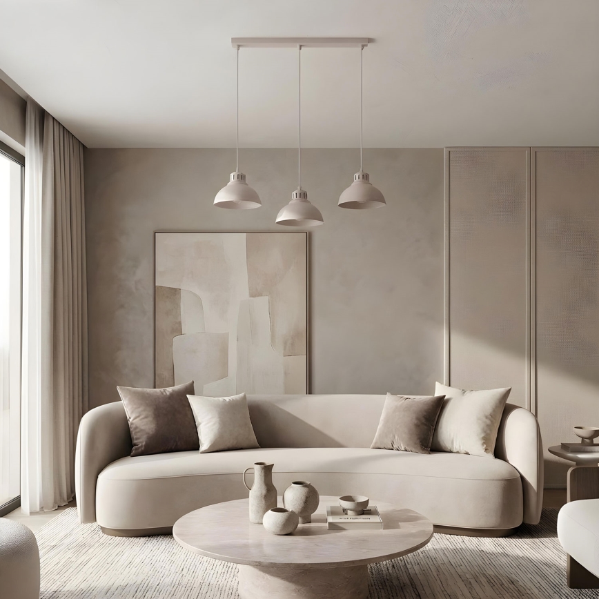 Luster na lanku SVEN 3xE27/15W/230V krémový