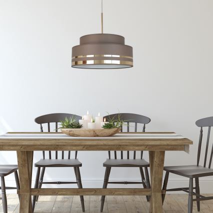 Luster na lanku TAMI 1xE27/60W/230V hnedá/zlatá