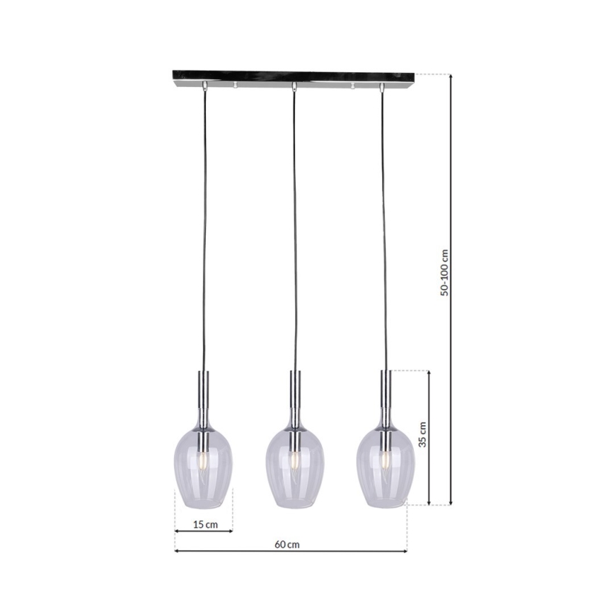 Luster na lanku TANGO 3xE14/40W/230V číra