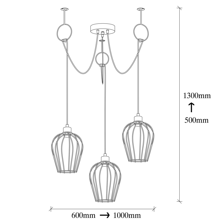 Luster na lanku TEL 3xE27/40W/230V pavúk