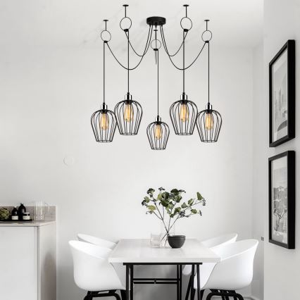 Luster na lanku TEL 5xE27/40W/230V pavúk