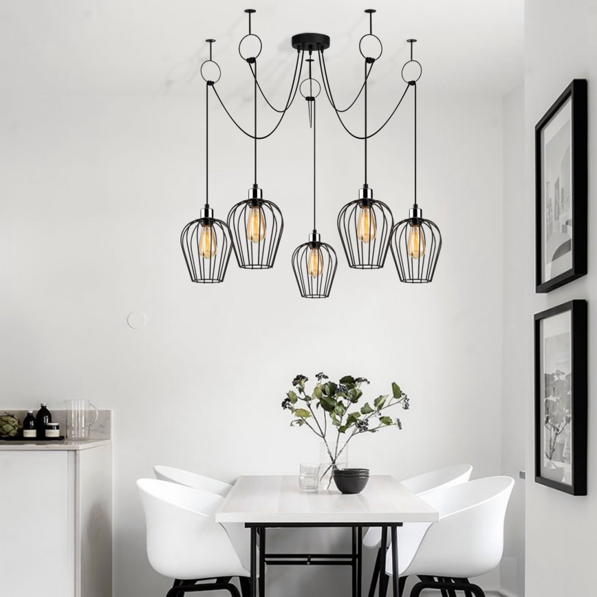 Luster na lanku TEL 5xE27/40W/230V pavúk