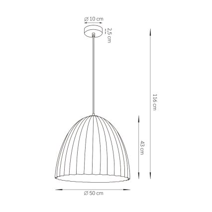 Luster na lanku TELMA 1xE27/60W/230V pr. 50 cm hnedá/zlatá