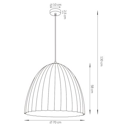 Luster na lanku TELMA 1xE27/60W/230V pr. 70 cm hnedá/zlatá