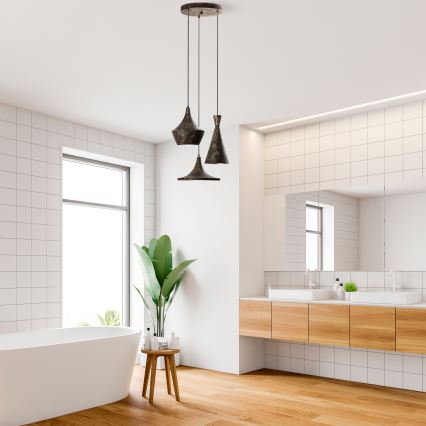 Luster na lanku TOM 3xE27/40W/230V šedá