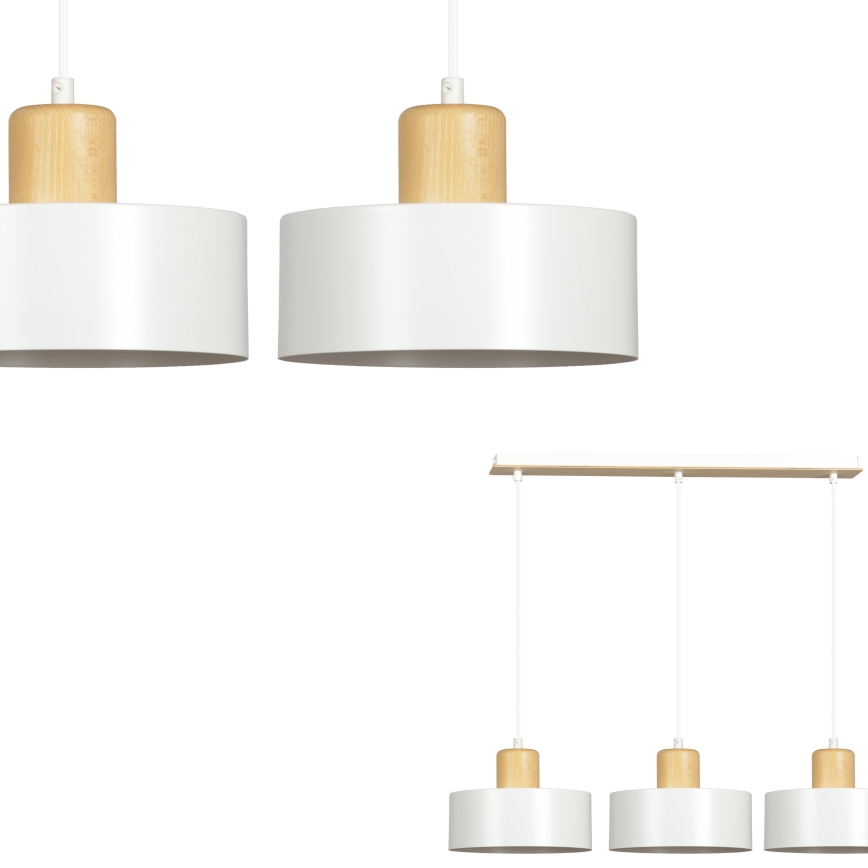 Luster na lanku TORIN 3xE27/15W/230V biela