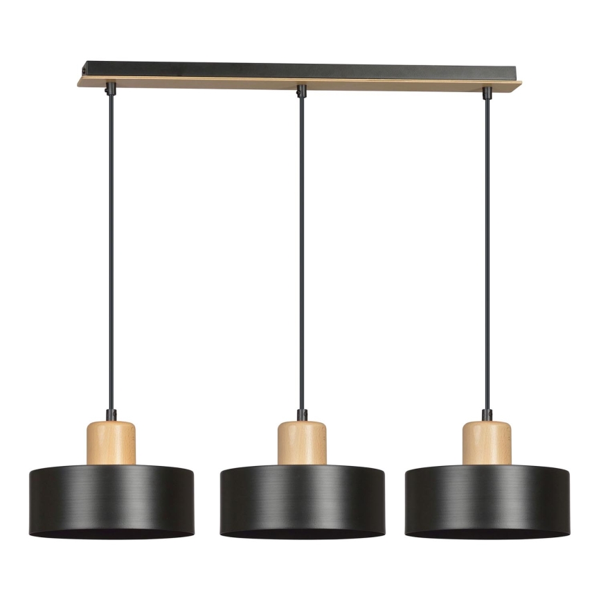 Luster na lanku TORIN 3xE27/15W/230V čierna