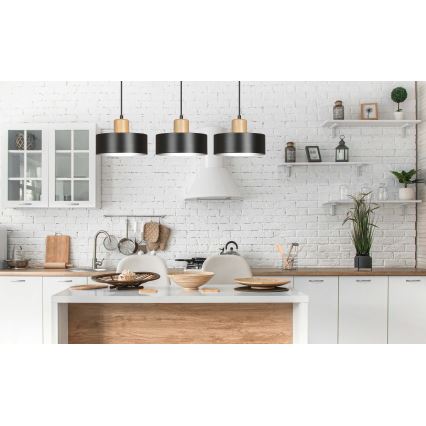 Luster na lanku TORIN 3xE27/15W/230V čierna