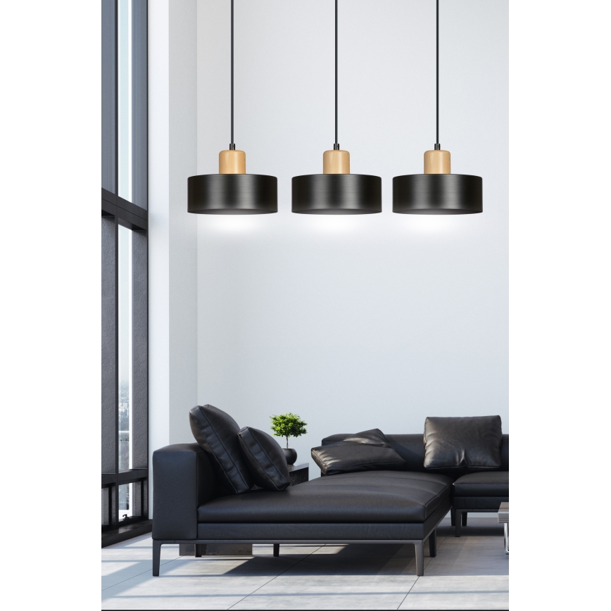 Luster na lanku TORIN 3xE27/15W/230V čierna