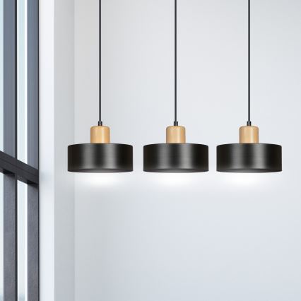 Luster na lanku TORIN 3xE27/15W/230V čierna