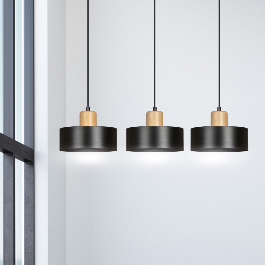 Luster na lanku TORIN 3xE27/15W/230V čierna