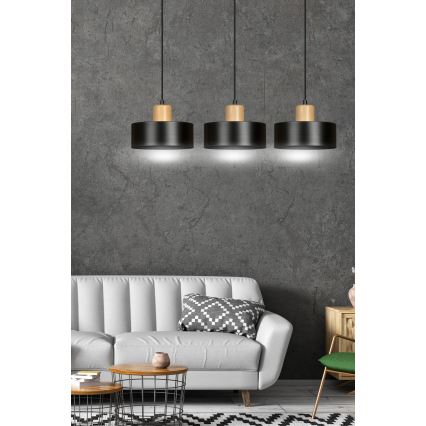 Luster na lanku TORIN 3xE27/15W/230V čierna